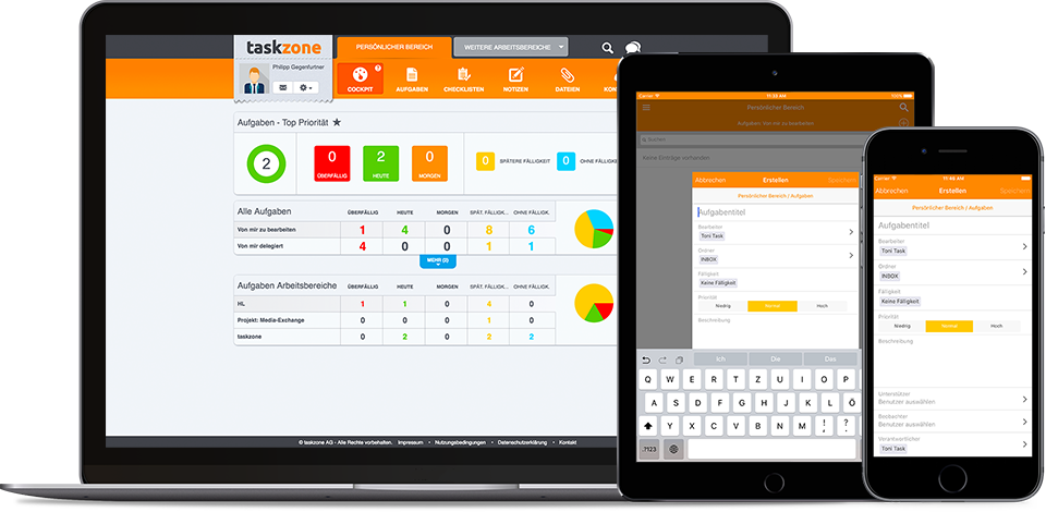 taskzone auf allen geräten